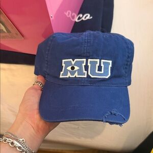 Disney Blue Monsters Inc Monsters University ‘MU' Embroidered Baseball Cap